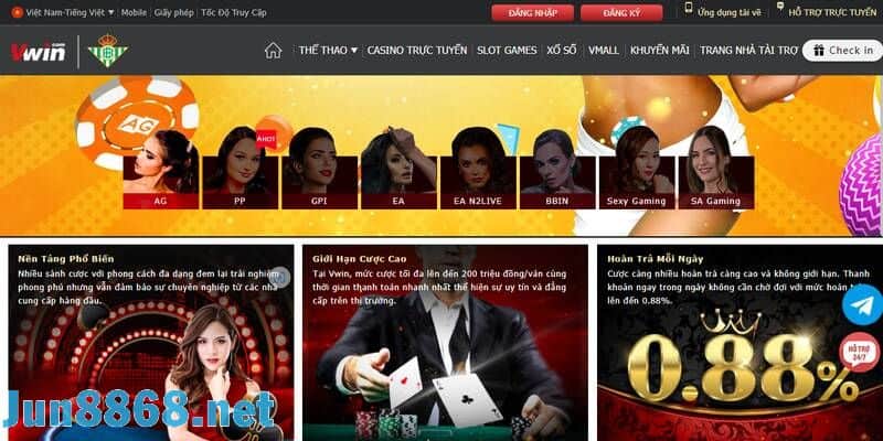 Vwin có nhiều sảnh chơi casino trực tuyến